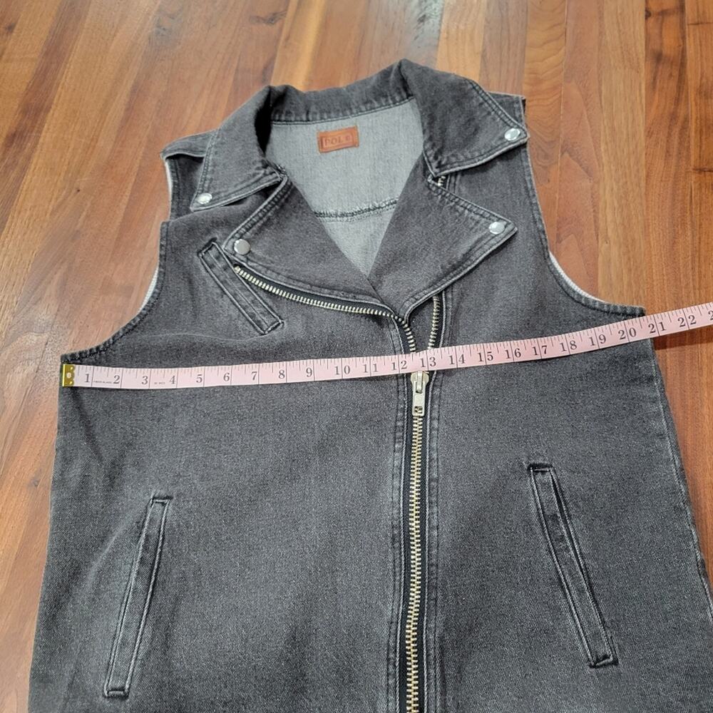 POL Moto Denim Faded Black Gray Denim Offset Zippered Front. Size Small - Picture 7 of 9